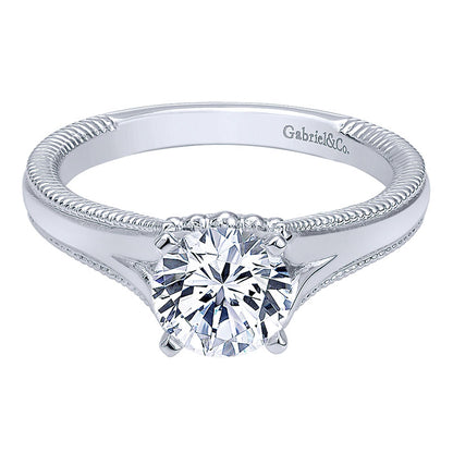 Engagement Ring 14k White Gold Split Shank