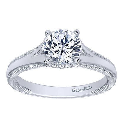 Engagement Ring 14k White Gold Split Shank
