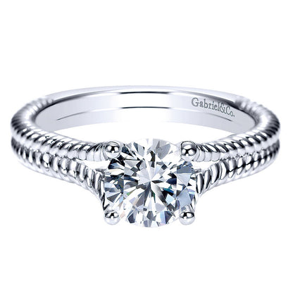 Engagement Ring 14k White Gold Split Shank