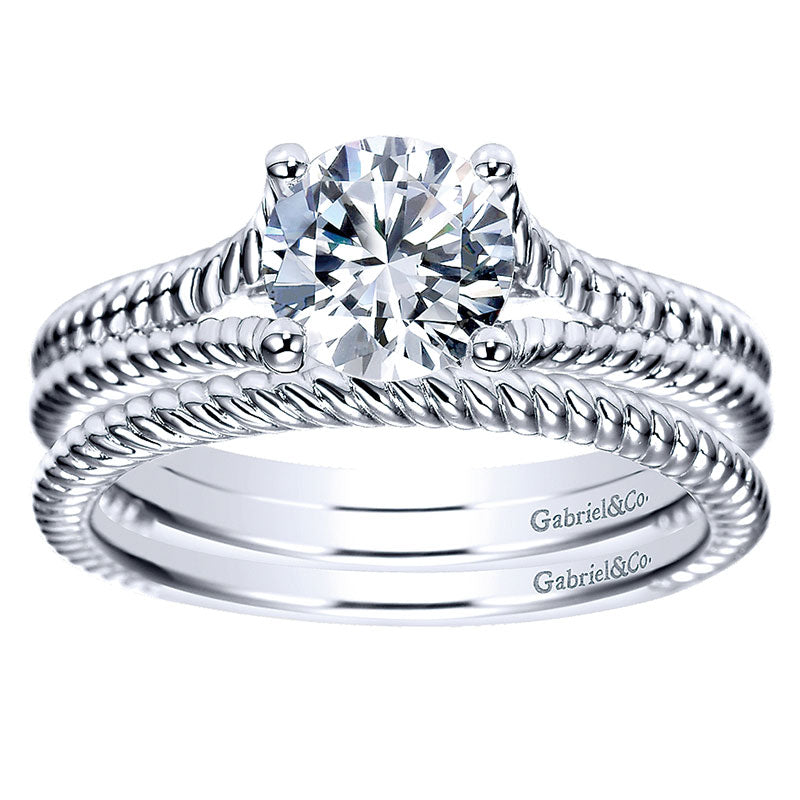 Engagement Ring 14k White Gold Split Shank