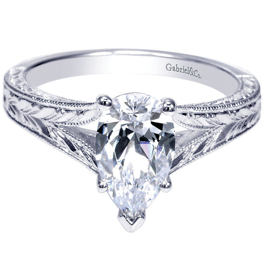Engagement Ring 14k White Gold Split Shank