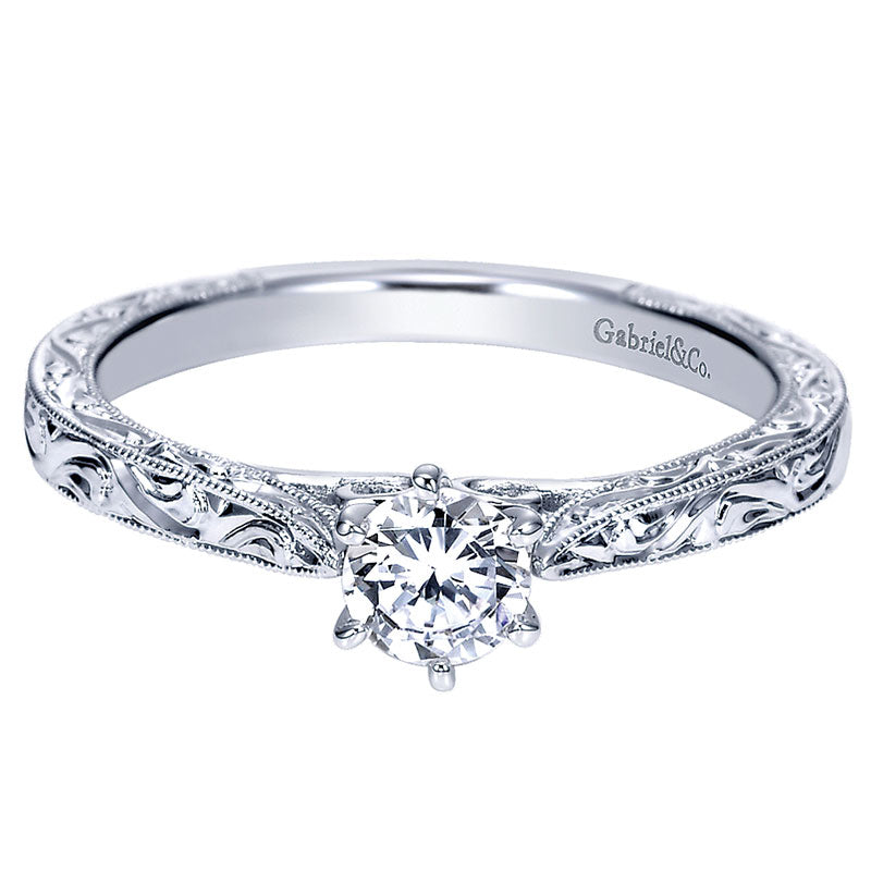 Engagement Ring 14k White Gold Straight