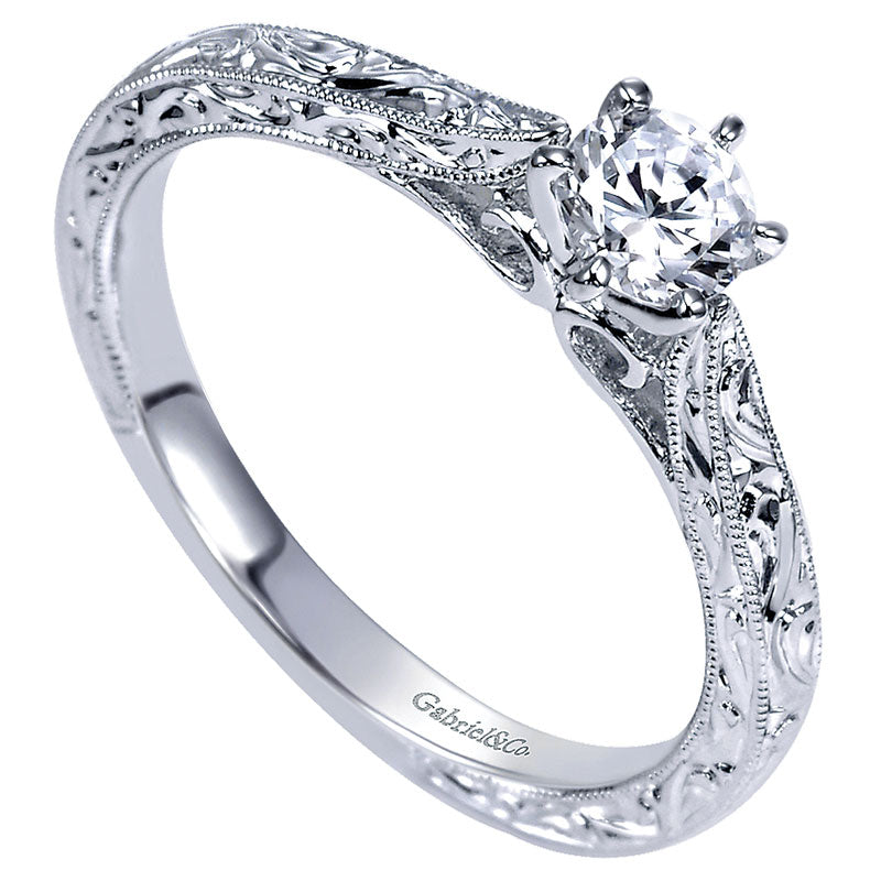 Engagement Ring 14k White Gold Straight