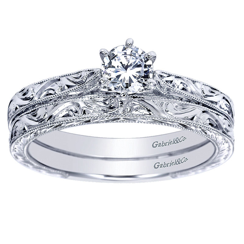 Engagement Ring 14k White Gold Straight