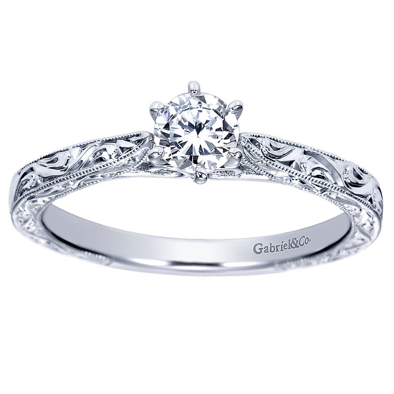 Engagement Ring 14k White Gold Straight