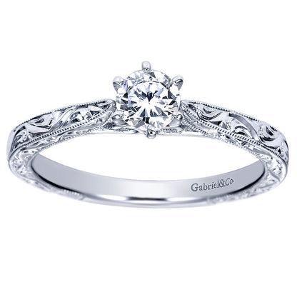 Engagement Ring 14k White Gold Straight