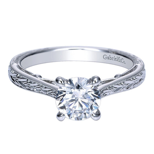 Engagement Ring 14k White Gold Straight