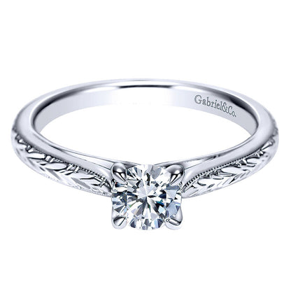 Engagement Ring 14k White Gold Straight