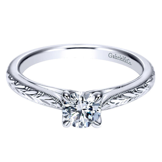 Engagement Ring 14k White Gold Straight