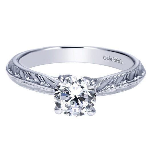 Engagement Ring 14k White Gold Straight
