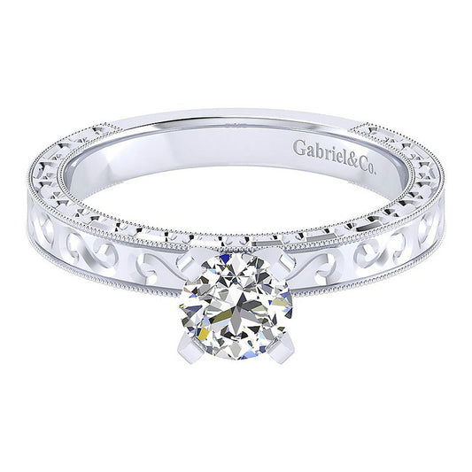 Engagement Ring 14k White Gold Straight