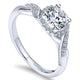 14K White Gold Twisted Shank Diamond Halo 14K White Gold Engagement Ring ER11828R3W44Jj