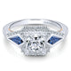 14K White/Pink Gold Diamond ANd SApphire 3 Stones Halo Two-Tone Engagement Ring ER12821S4T44SA