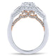 14K White/Pink Gold Diamond ANd SApphire 3 Stones Halo Two-Tone Engagement Ring ER12821S4T44SA