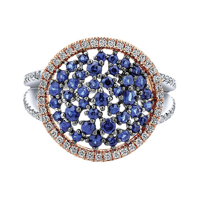14k White/pink Gold Diamond And Sapphire Fashion Ladies' Ring