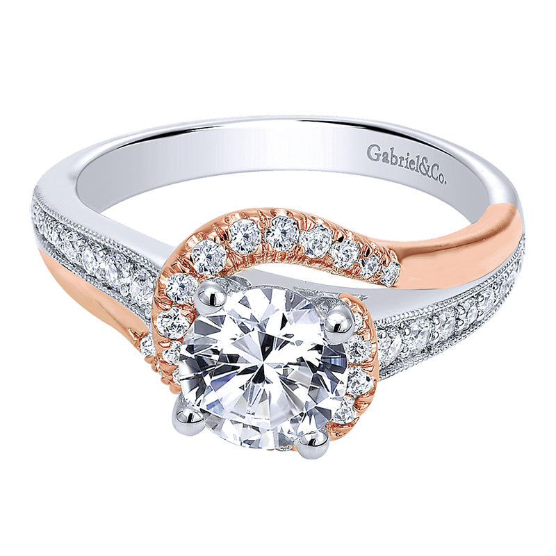 14K White/Pink Gold Diamond Bypass Two-Tone Engagement Ring ER10297T44Jj