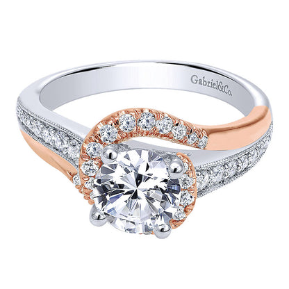 14K White/Pink Gold Diamond Bypass Two-Tone Engagement Ring ER10297T44Jj