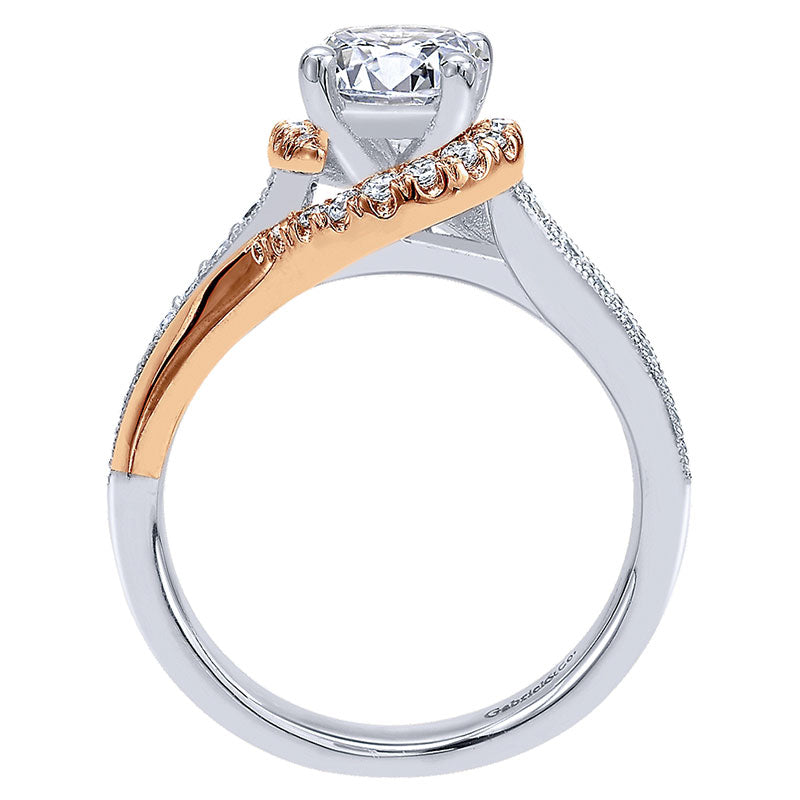 14K White/Pink Gold Diamond Bypass Two-Tone Engagement Ring ER10297T44Jj