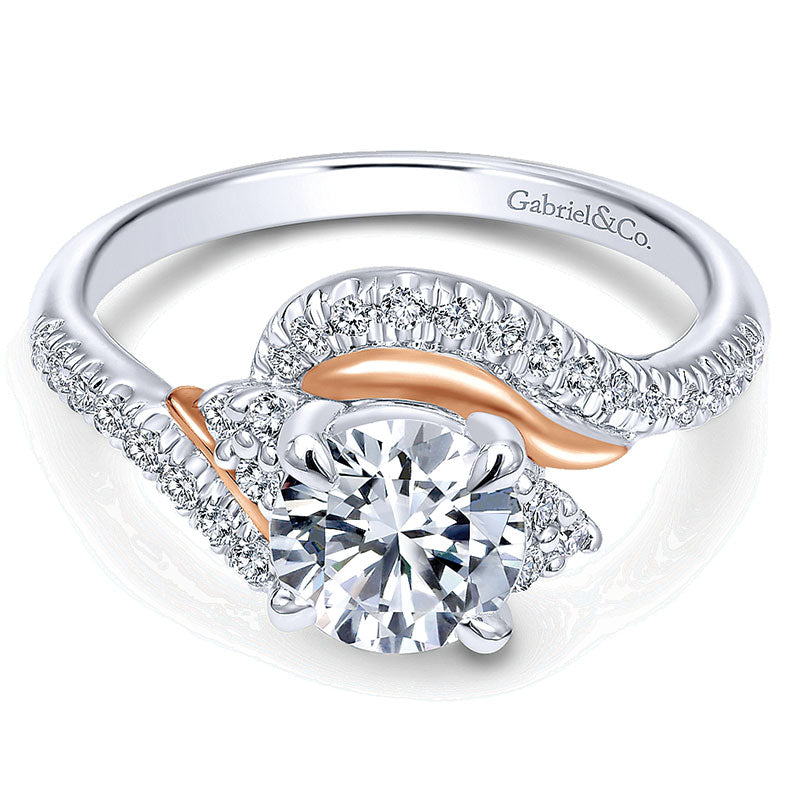 14K White/Pink Gold Diamond Bypass Two-Tone Engagement Ring ER10304T44Jj