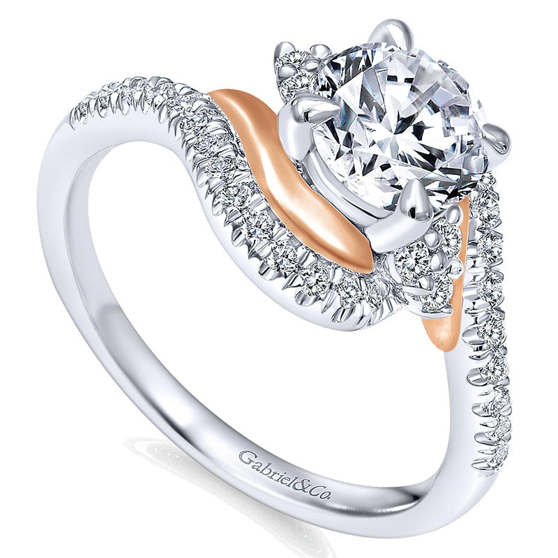 14K White/Pink Gold Diamond Bypass Two-Tone Engagement Ring ER10304T44Jj
