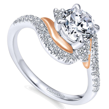 14K White/Pink Gold Diamond Bypass Two-Tone Engagement Ring ER10304T44Jj
