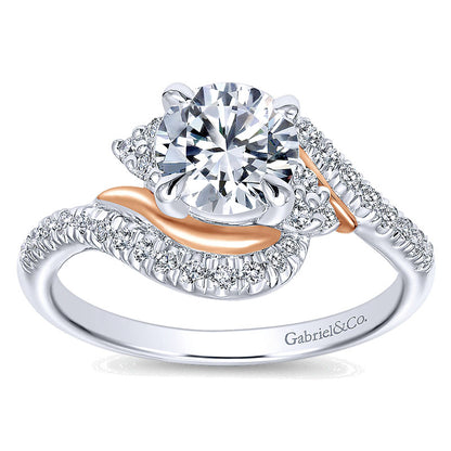 14K White/Pink Gold Diamond Bypass Two-Tone Engagement Ring ER10304T44Jj