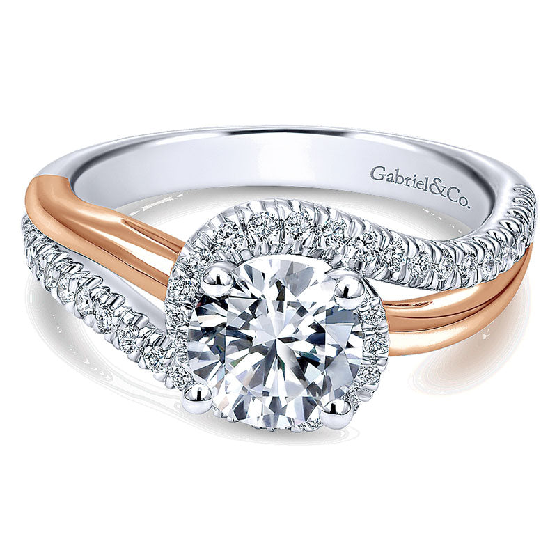14K White/Pink Gold Diamond Bypass Two-Tone Engagement Ring ER10308T44Jj