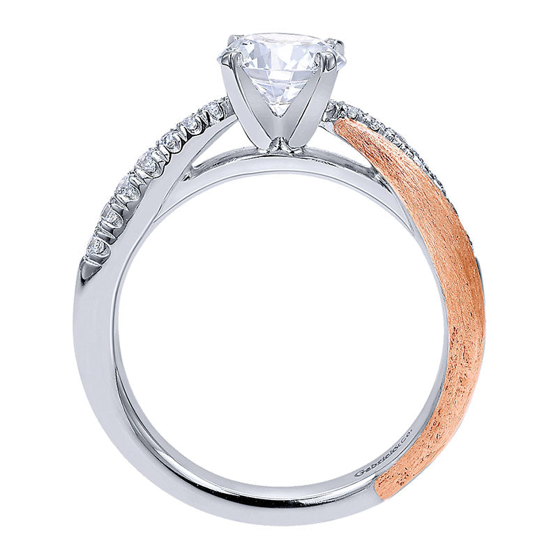 14K White/Pink Gold Diamond Criss Cross Two-Tone Engagement Ring ER10300T44Jj