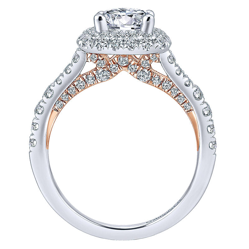Engagement Ring 14k White/pink Gold Diamond Double Halo