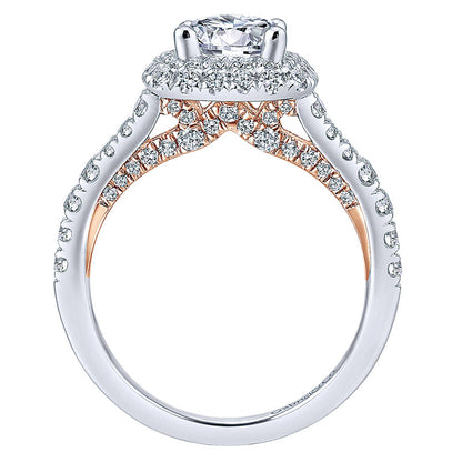 Engagement Ring 14k White/pink Gold Diamond Double Halo