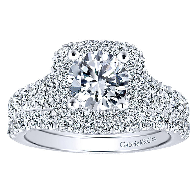Engagement Ring 14k White/pink Gold Diamond Double Halo
