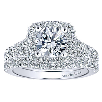 Engagement Ring 14k White/pink Gold Diamond Double Halo