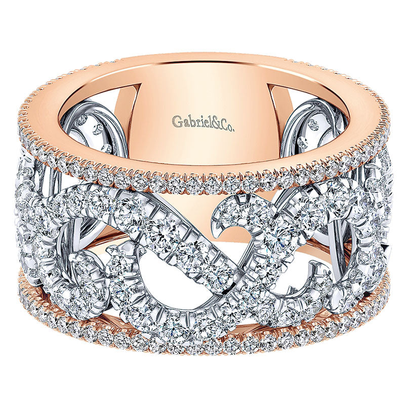 Anniversary Band 14k White/pink Gold Diamond Fancy