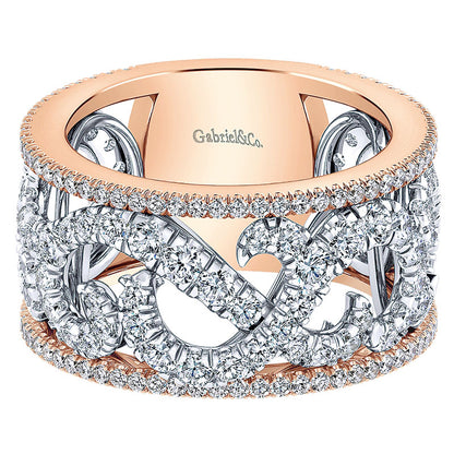 Anniversary Band 14k White/pink Gold Diamond Fancy