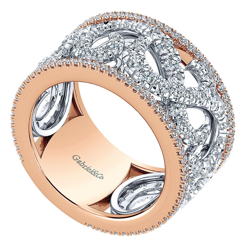 Anniversary Band 14k White/pink Gold Diamond Fancy