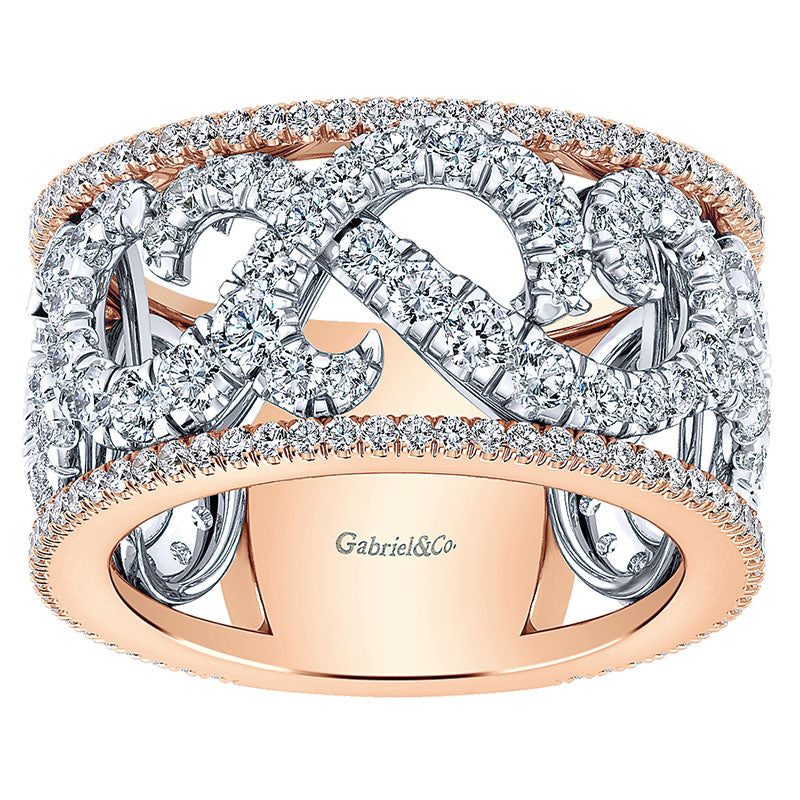 Anniversary Band 14k White/pink Gold Diamond Fancy