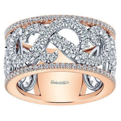 Anniversary Band 14k White/pink Gold Diamond Fancy