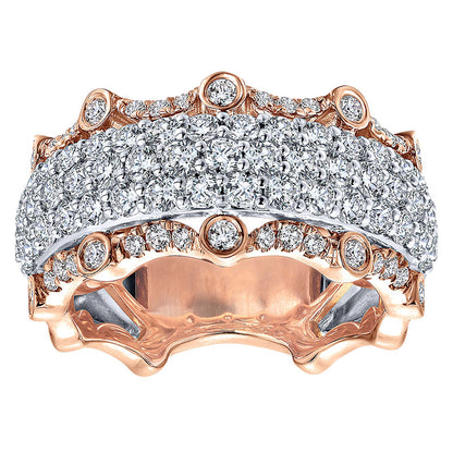 Anniversary Band 14k White/pink Gold Diamond Fancy