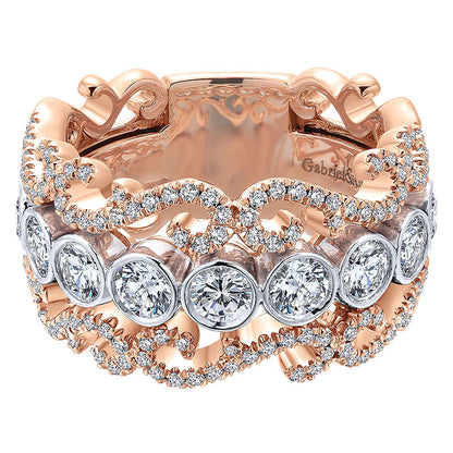 Anniversary Band 14k White/pink Gold Diamond Fancy