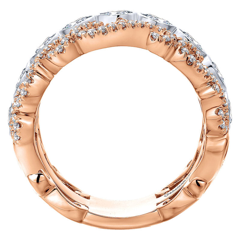Anniversary Band 14k White/pink Gold Diamond Fancy