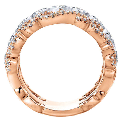Anniversary Band 14k White/pink Gold Diamond Fancy