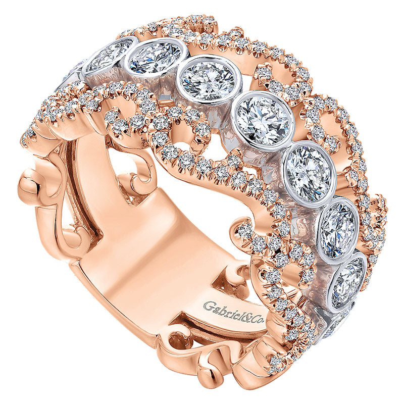 Anniversary Band 14k White/pink Gold Diamond Fancy