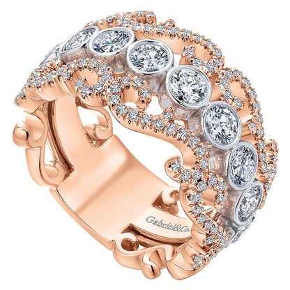 Anniversary Band 14k White/pink Gold Diamond Fancy