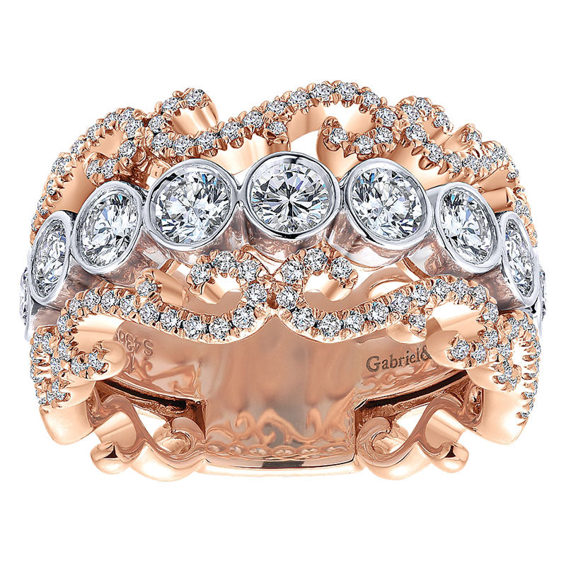 Anniversary Band 14k White/pink Gold Diamond Fancy