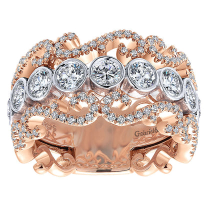 Anniversary Band 14k White/pink Gold Diamond Fancy