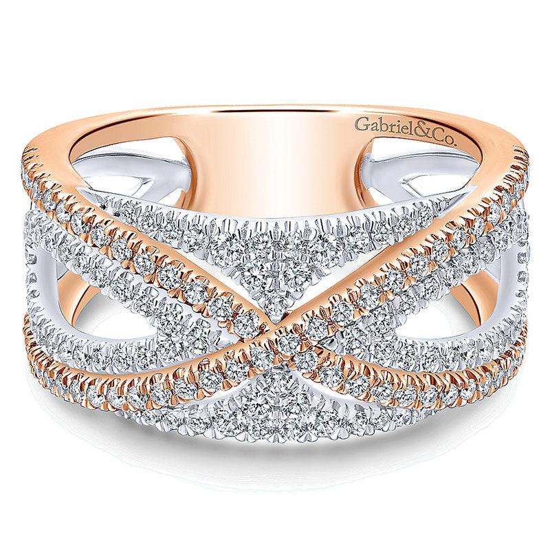 Anniversary Band 14k White/pink Gold Diamond Fancy