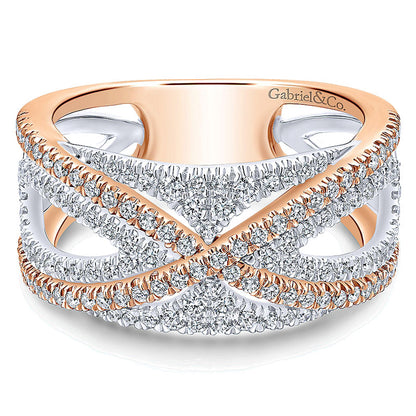 Anniversary Band 14k White/pink Gold Diamond Fancy