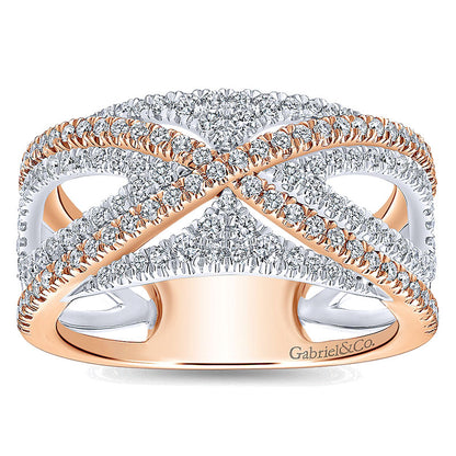 Anniversary Band 14k White/pink Gold Diamond Fancy