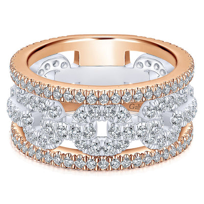 14K White/Pink Gold Diamond Fancy Two-Tone ANniversary Band AN13807T44Jj