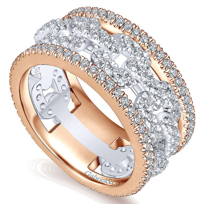 14K White/Pink Gold Diamond Fancy Two-Tone ANniversary Band AN13807T44Jj